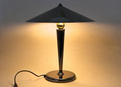 Mid Century Modern Grey Chromed Table Lamp With Brass Sphere Italy ca 1970 - 3910602