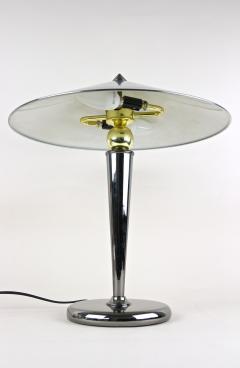 Mid Century Modern Grey Chromed Table Lamp With Brass Sphere Italy ca 1970 - 3910608
