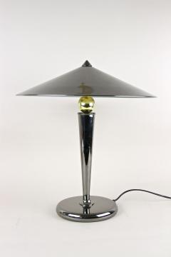 Mid Century Modern Grey Chromed Table Lamp With Brass Sphere Italy ca 1970 - 3910610