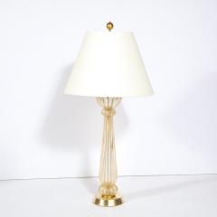 Mid Century Modern Hand Blown Murano Glass Table Lamp with 24kt Gold Flecks - 2704699