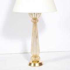 Mid Century Modern Hand Blown Murano Glass Table Lamp with 24kt Gold Flecks - 2704707