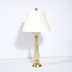 Mid Century Modern Hand Blown Murano Glass Table Lamp with 24kt Gold Flecks - 2704730