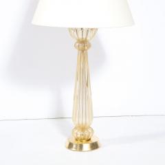 Mid Century Modern Hand Blown Murano Glass Table Lamp with 24kt Gold Flecks - 2704734