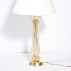 Mid Century Modern Hand Blown Murano Glass Table Lamp with 24kt Gold Flecks - 2704737