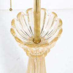 Mid Century Modern Hand Blown Murano Glass Table Lamp with 24kt Gold Flecks - 2704761