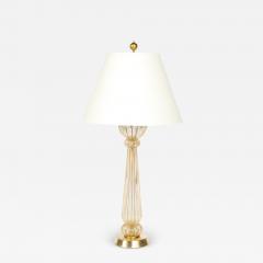 Mid Century Modern Hand Blown Murano Glass Table Lamp with 24kt Gold Flecks - 2709572