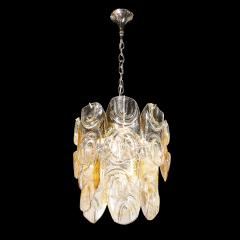 Mid Century Modern Handblown Murano Translucent Chandelier with Amber Detailing - 2143880