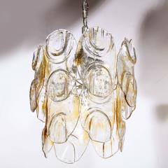 Mid Century Modern Handblown Murano Translucent Chandelier with Amber Detailing - 2143887