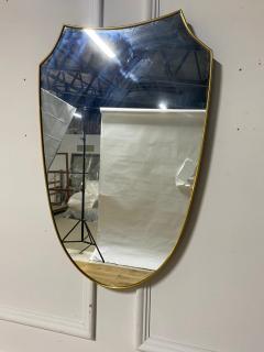 Mid Century Modern Harp Shaped Mirror in Brass Glass - 2656129