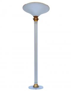 Mid Century Modern Hollywood Regency Lucite and Brass Tall Torchiere Floor Lamp - 4003379