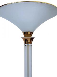 Mid Century Modern Hollywood Regency Lucite and Brass Tall Torchiere Floor Lamp - 4003380