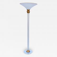 Mid Century Modern Hollywood Regency Lucite and Brass Tall Torchiere Floor Lamp - 4004082