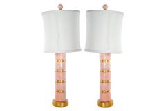 Mid Century Modern Ice Pink Jade Giltwood Base Table Lamp - 3120843