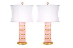 Mid Century Modern Ice Pink Jade Giltwood Base Table Lamp - 3120867