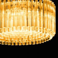 Mid Century Modern Italian Amber Triedro Concava Chandelier - 4445957