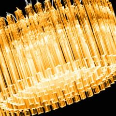 Mid Century Modern Italian Amber Triedro Concava Chandelier - 4445959