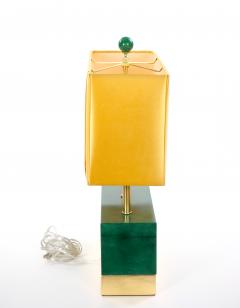 Mid Century Modern Italian Art Deco Style Dark Green Jade and Brass Table Lamps - 4796381