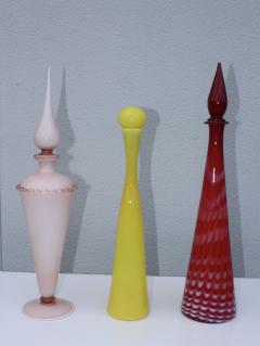 Mid Century Modern Italian Art Glass Bottles With Stoppers - 845741