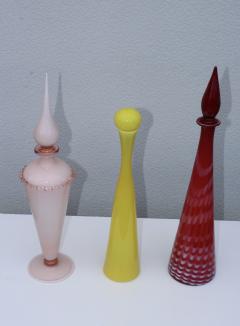Mid Century Modern Italian Art Glass Bottles With Stoppers - 845749