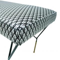 Mid Century Modern Italian Black Lacquered Iron Brass Footstool - 1087707