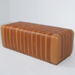 Mid Century Modern Italian Cognac Leather Bench 1980s - 3738149