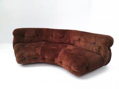 Mid Century Modern Italian Corner Sofa in Brown Velvet - 2502358