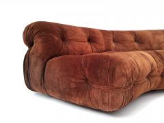 Mid Century Modern Italian Corner Sofa in Brown Velvet - 2502360