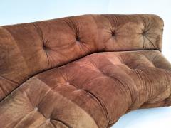 Mid Century Modern Italian Corner Sofa in Brown Velvet - 2502363