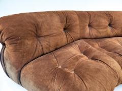 Mid Century Modern Italian Corner Sofa in Brown Velvet - 2502365