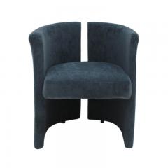 Mid Century Modern Italian Curved Chairs in Blue Velvet Set of Seven - 4316593