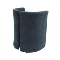 Mid Century Modern Italian Curved Chairs in Blue Velvet Set of Seven - 4316596