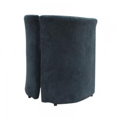Mid Century Modern Italian Curved Chairs in Blue Velvet Set of Seven - 4316597