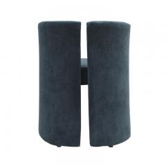 Mid Century Modern Italian Curved Chairs in Blue Velvet Set of Seven - 4316598