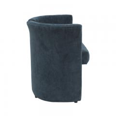 Mid Century Modern Italian Curved Chairs in Blue Velvet Set of Six - 4412266