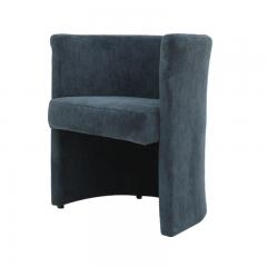 Mid Century Modern Italian Curved Chairs in Blue Velvet Set of Six - 4412271