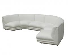 Mid Century Modern Italian Curved Semi Circular Sectional Sofa in White Fabric - 1738910