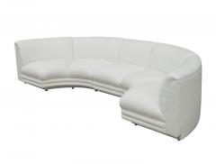 Mid Century Modern Italian Curved Semi Circular Sectional Sofa in White Fabric - 1738917