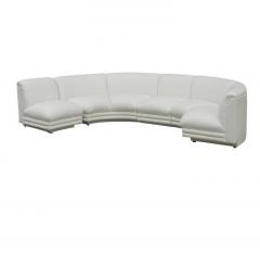 Mid Century Modern Italian Curved Semi Circular Sectional Sofa in White Fabric - 1738920