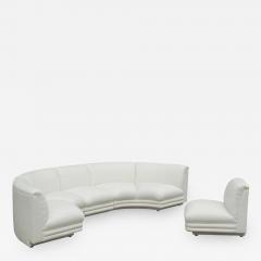 Mid Century Modern Italian Curved Semi Circular Sectional Sofa in White Fabric - 1741327