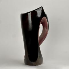 Mid Century Modern Italian Dark Brown Mauve Glazed Ceramic Sculptural Vase - 3968674