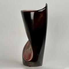 Mid Century Modern Italian Dark Brown Mauve Glazed Ceramic Sculptural Vase - 3968675