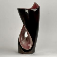 Mid Century Modern Italian Dark Brown Mauve Glazed Ceramic Sculptural Vase - 3968677