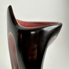 Mid Century Modern Italian Dark Brown Mauve Glazed Ceramic Sculptural Vase - 3968681