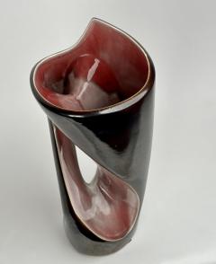 Mid Century Modern Italian Dark Brown Mauve Glazed Ceramic Sculptural Vase - 3968683