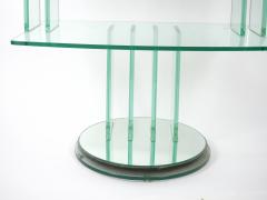 Mid Century Modern Italian Glass Shelves Mirrored Base Swivel Bar Cart - 3178705