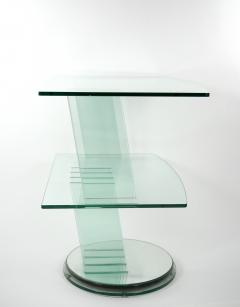 Mid Century Modern Italian Glass Shelves Mirrored Base Swivel Bar Cart - 3178708
