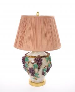 Mid Century Modern Italian Glazed Ceramic Grape and Vine Table Lamps Pair - 4795982