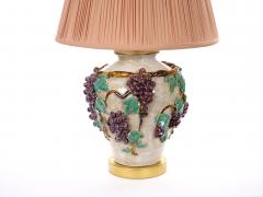 Mid Century Modern Italian Glazed Ceramic Grape and Vine Table Lamps Pair - 4795983