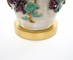 Mid Century Modern Italian Glazed Ceramic Grape and Vine Table Lamps Pair - 4795986