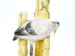 Mid Century Modern Italian Hand Painted Majolica Heron Figurative Sculpture - 4553156